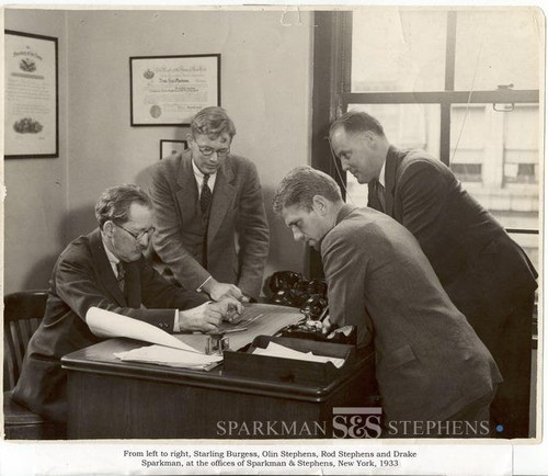 Early design flair - At the Sparkman & Stephens office, left sitting Starling Burgess, Olin Stephens, Drake Sparkman and Rod Stephens duirng the design stages of the J-class Ranger in 1936/7 © Sparkman & Stephens http://www.sparkmanstephens.com